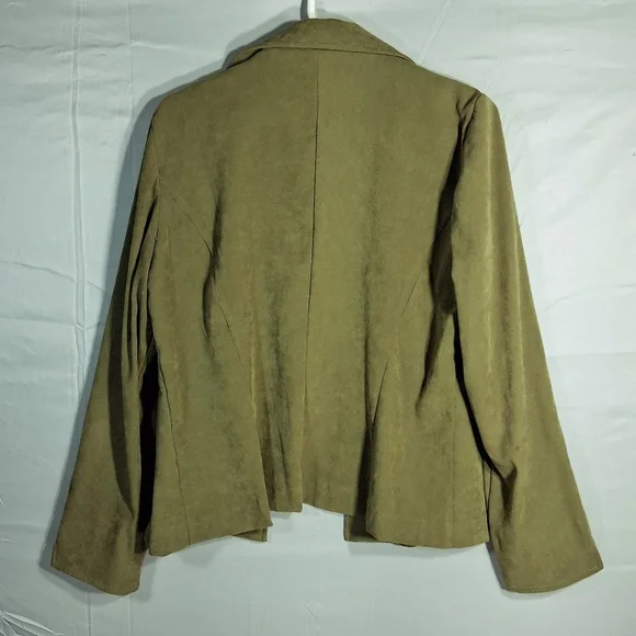 R&K Women's Size 12 Y2K Avocado Faux Suede Vintage Blazer - Picture 7 of 7